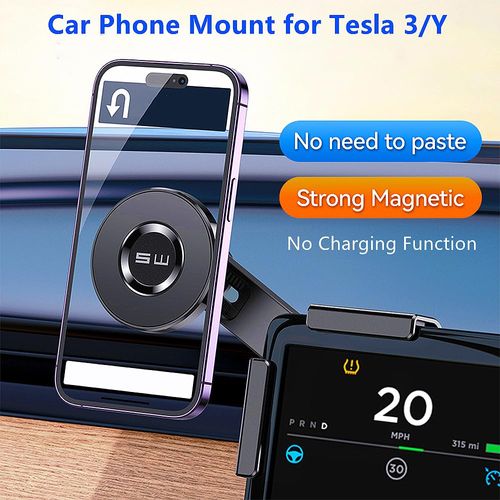 GALEFORM Magnet Phone Mount for Tesla Model 3/Y Accessories, Tesla Phone Mount for Magsafe iPhone & Android Phones, Strongest Magnetic Power Adjustable Car Phone Holder, with 1pcs Magnetic Ring