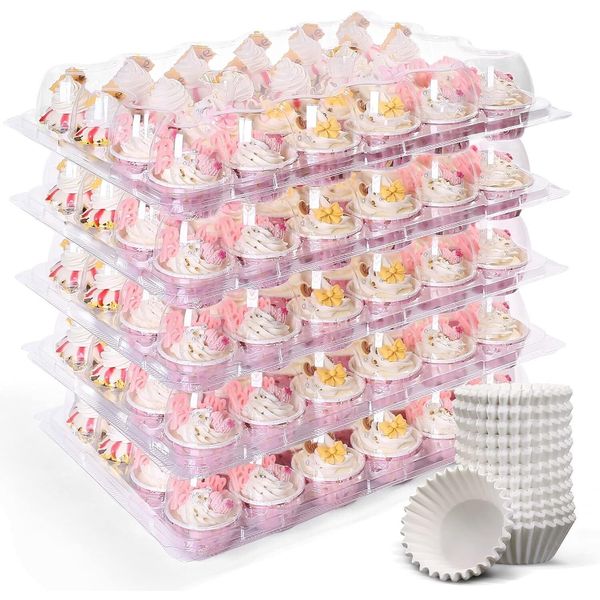 Mini Cupcake Containers, 24 Count, 12 Pack Plastic Clear