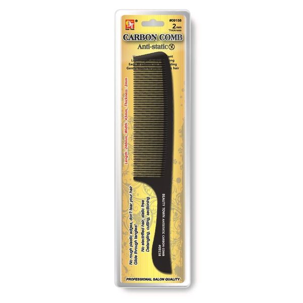 Carbon Comb 2mm (Length: 240mm Width: 43mm Thickness: 2mm, Clipper Comb with Handle)