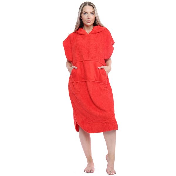 kraftd Unisex Adults Hooded Towel Poncho 100% Cotton Towel Robe With Pocket Men Women Towelling Changing Robe Ideal for Holidays Swimming Surfing Beach Bathing Travel (1 Piece)