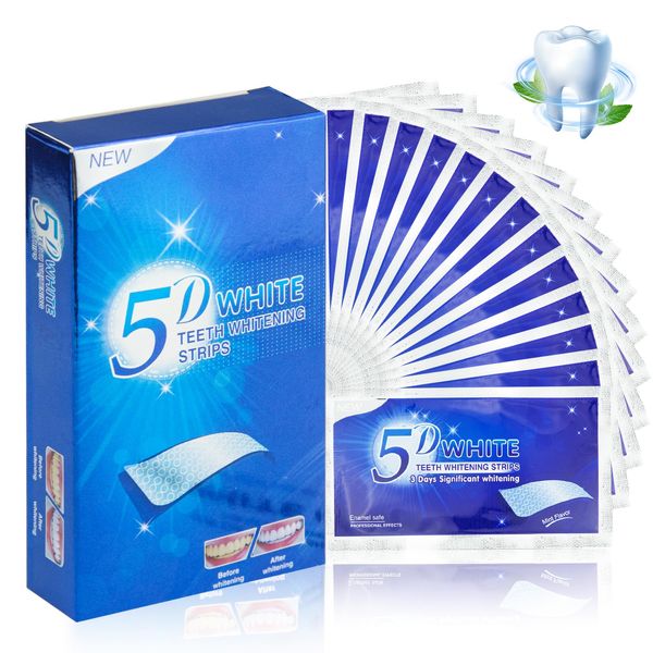 Teeth Whitening Strips, 28pcs Advanced 5D Teeth Whitening Strips for Sensitive Tooth Removing Smoking Coffee Stain, Home Use Tooth Whitening Kits