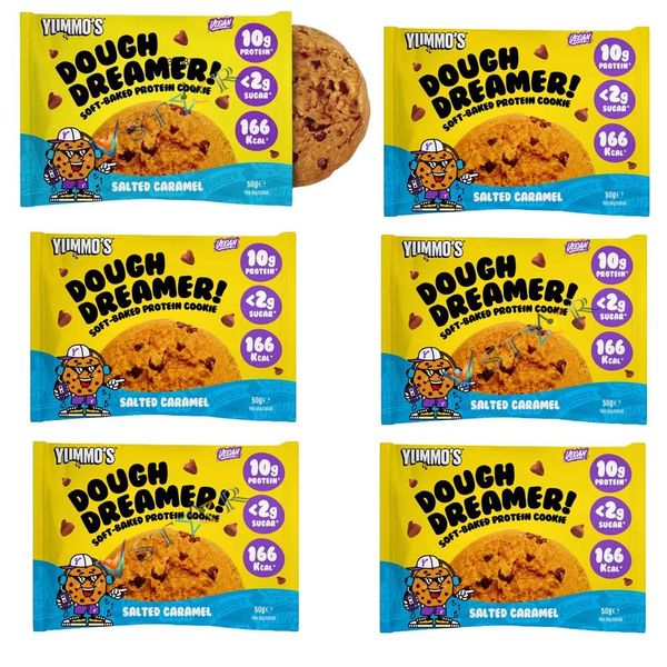 Yummo's Dough Dreamer Vegan High Protein & Low Sugar Cookie 50g (12, Salted Caramel)