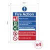 Ancable 4Pcs Fire Action Notice Vinyl Signs - Fire Evacuation Signs