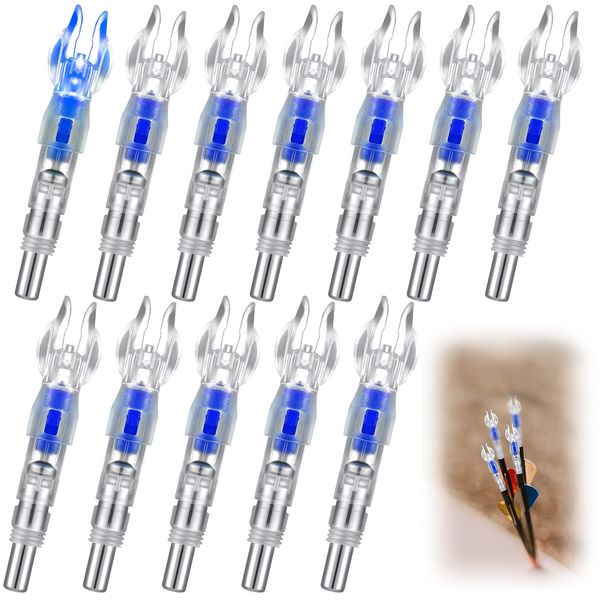 Civaner 12 Pieces LED Arrow Nocks with 0.244 Inch/ 6.2 mm Inside Diameter Archery Lighted Nocks Plastic Automatic Hunting Nocks with Switch Button for Arrows (Blue)