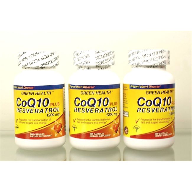 CoQ10 750mg Plus Resveratrol 3 Bottles promotes Heart Health Exp 01-2025 USA