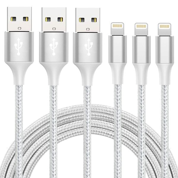 iPhone Charging Cable, MFi Certified, Lightning 2M, 3-piece Set, Quick Charging, Lightning to iPhone Charging, Prevents Disconnection, Super Durable, Compatible with iPhone 13/13