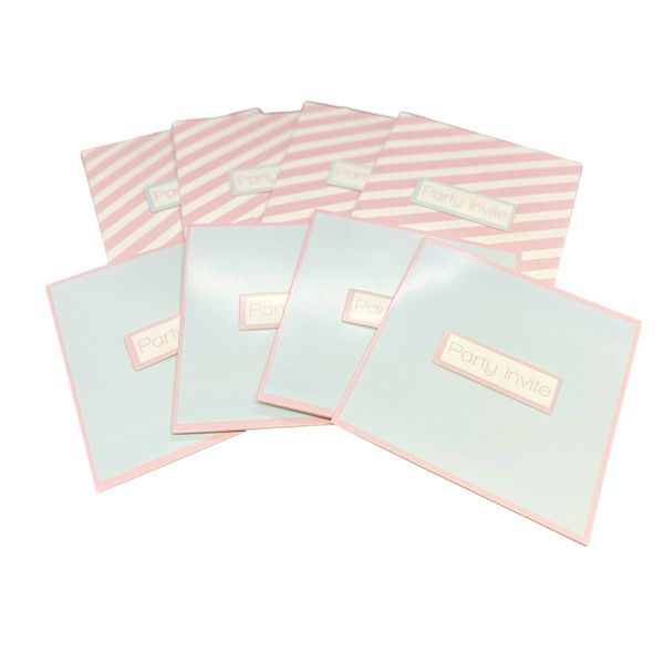 Party Invitations Pastel Pink and Pale Blue Traditional Folded Card Invitations with Envelopes, Wedding, Baby and Bridal Shower, Princess Party, Female or Invite, Girls Birthday Event (Pack of 24)