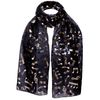 Basic Sense Music Note Foiled Light Weight Scarf, Black