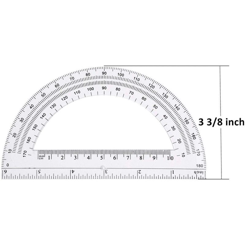 2pcs Plastic Protractors Math Protractor Clear 180 Degree 4