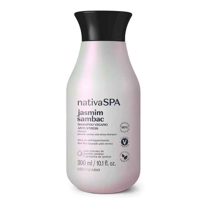 O Boticario Nativa Spa Shampoo, JAS Jasmine ◆ oBoticario NATIVA SPA SHAMPOO ANTI-STRESS JASMIM SAMBAC 10.1 fl oz (300 ml)