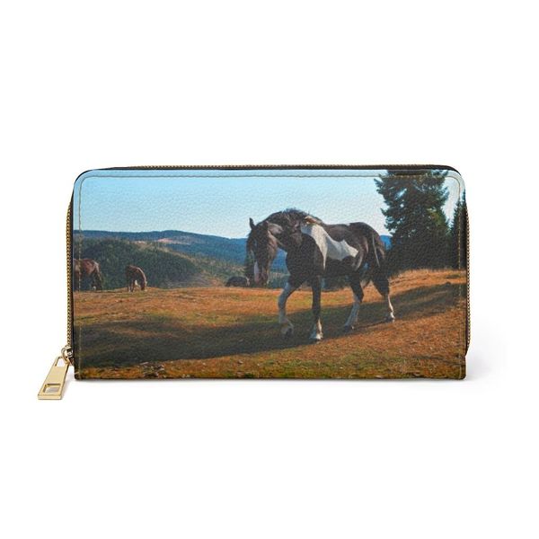 Womens Wallet, Zip Purse, Landscape & Horse Grphic Purse - One size