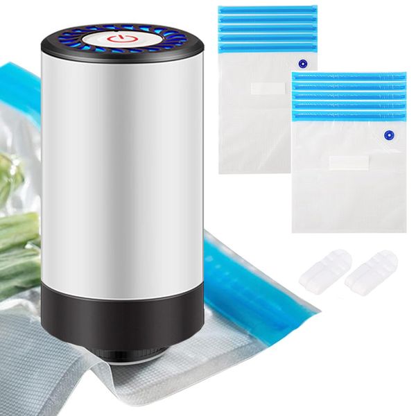 Vacuum Sealing Machine, Electric, Ultra Small, Vacuum Pump, Food Saver, Deaeration, Expansion, Dual Use, Vacuum Sealer, Strong Suction, Rechargeable, For Wet and Dry Use, One-Button Switch, Long-Lasting Freshness Food Storage, Vacuum Storage, Vacuum Bag, 