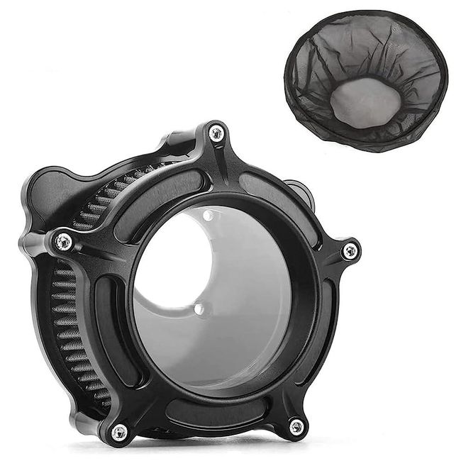 Black Turbine Air Cleaner Gray Intake Filter Rain Sock Cover Fit For Harley 1991 2003 XLH883 Sportster XL883 XL1200 Iron 883 2020, Contrast cut turbine -Gray fil