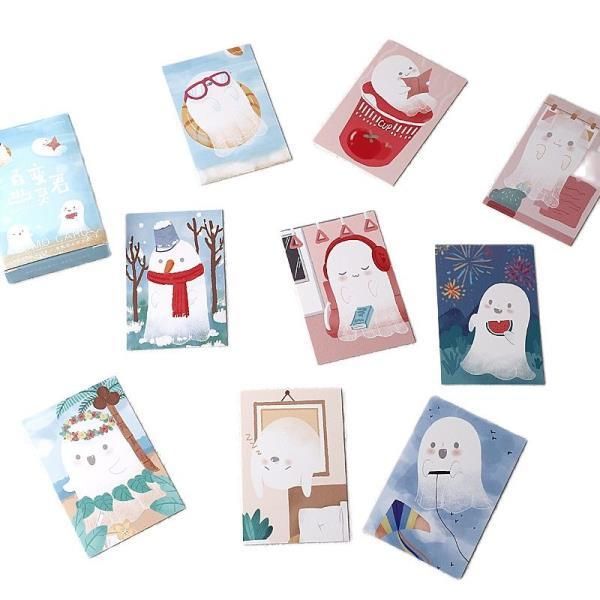 Lovely Changeable Ghost Lomo Cards 28 Sheets/Set Cartoon Mini Postcard Message Christmas Gift