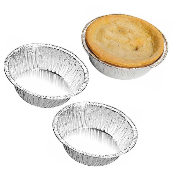 Delipak - Individual Foil Dishes 110 x 33mm Round Pie Dish Meat Fruit Pies Containers (50)