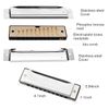 Eison Harmonica Diatonic Harmonica Key of C Standard 10 Hole 20 Tones with Case, Mini Harmonica for Beginners Starters Gift, Silver, 1 Pack