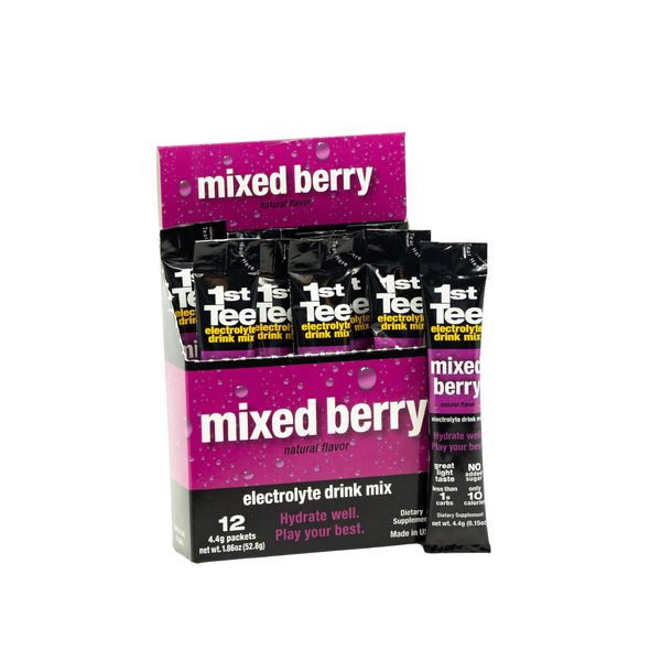 1ST TEE Electrolyte Mixed Berry Drink Mix Flavor, Electrolytes Powder Packets with No Sugar, Ideal for Sports Nutrition, Water Hydration Packets with Vitamins (B3, B6, B5, and B12), Pack of 12