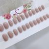 mallnoo 24pcs Medium Length Milk Coffee Simple Fake Nail Easy to Install