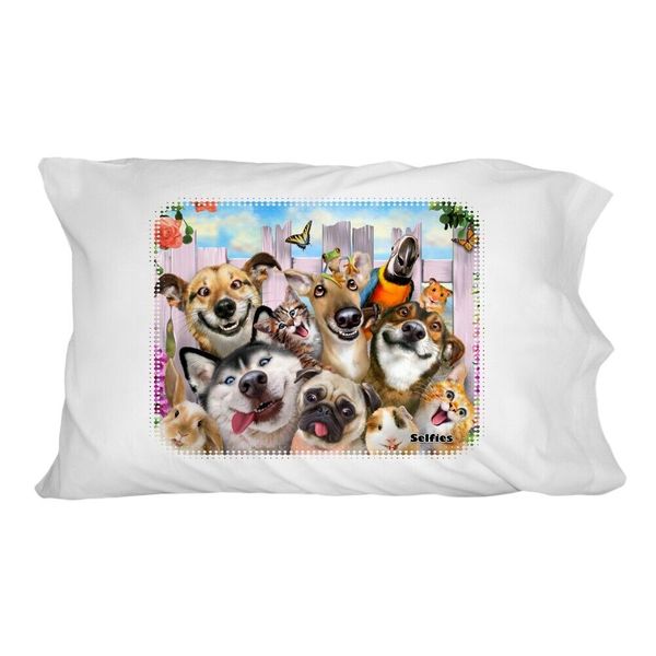 Pet Animals Selfie Dogs Cats Rabbit Novelty Bedding Pillowcase