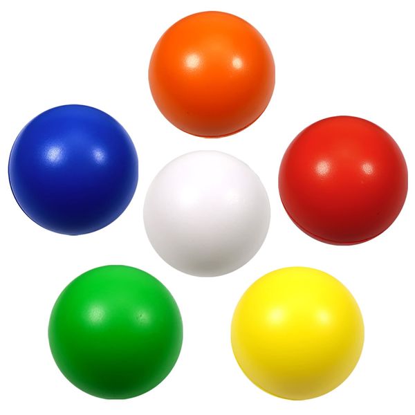 TOAOB Stress Relief Balls Non-Toxic Squeeze Balls 6 Pack 2.5 Inch Colorful Foam Balls for Kids and Adults Hand Exercise Squishy Relief Toys for Anxiety ADHD Autism