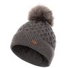 Trespass Womens Hat Beanie Cable Knit with Pompom Freja Dark Grey