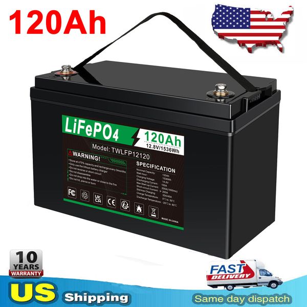 12V 120Ah LiFePO4 Lithium Battery Deep Cycle for RV Boat Golf Cart Solar System