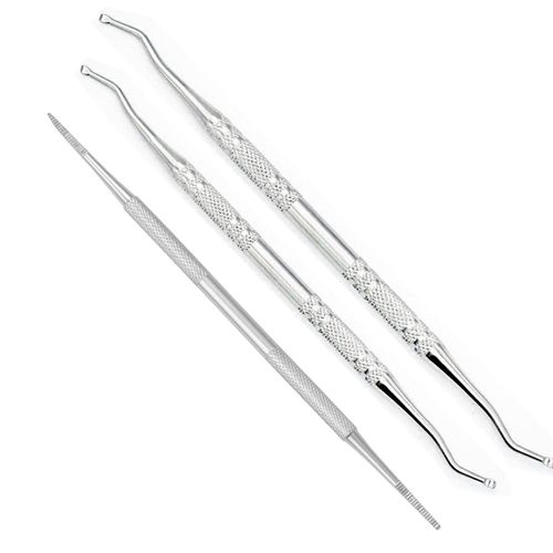 Androxeda Set Pedicure 3 Pezzi Sollevatori Angolari e Lima per Unghie Incarnite, Strumento per la Cura dei Piedi in Acciaio Inox Professionale per Manicure e Pedicure