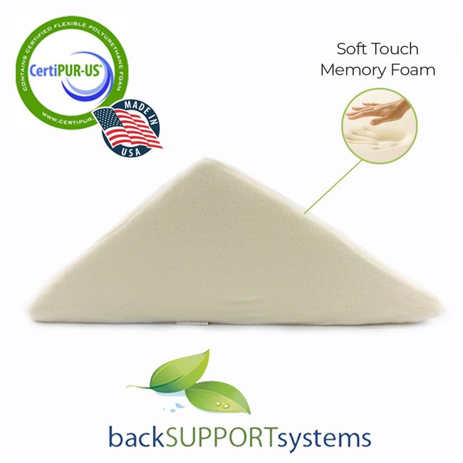 Back Support Systems The Angle Eco Friendly, Medical Quality Memory Foam  Bed Wedge Leg Pillow for Back Pain | Guaranteed to Help Reduce Back Pain