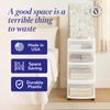 HOMZ 4-Drawer Cart Organizer with Removeable Wheels, Medium, White & Clear