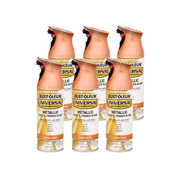 Rust-Oleum 314559-6PK Universal All Surface Metallic Spray Paint, 11 oz, Copper Rose, 6 Pack