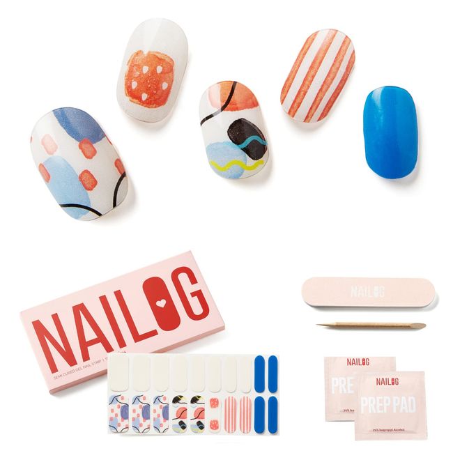 NAILOG Semi-Cured Gel Nail Strips, 20 Stickers, Extra-Long, Salon-Quality Nail Wraps, Waterproof, Long Lasting, Nail Kit, Simple, Glossy Sheen, Cute, Artistic Design, Summer, Spring│Spring Whimsy