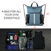 BeeGreen Blue Sport Cinch Bag String Backpack with Shoe Compartment and Two Side Mesh Pockets Machine Washable Sturdy Gymsack Drawstring Sackpack