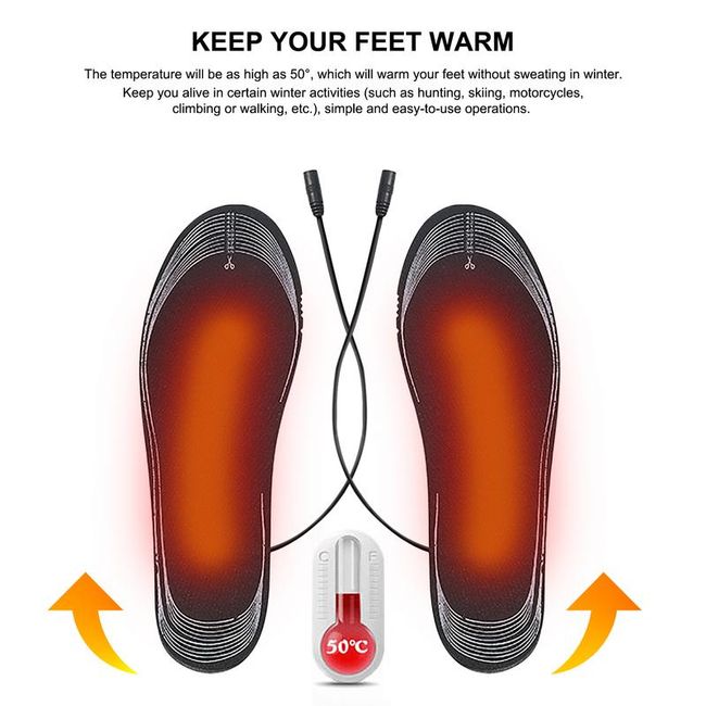 USB Heated Shoe Insoles Electric Foot Warming Pad Feet Warmer Sock