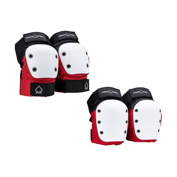 STREET KNEE/ELBOW PAD SET - OPEN BACK - RED BLACK WHITE S