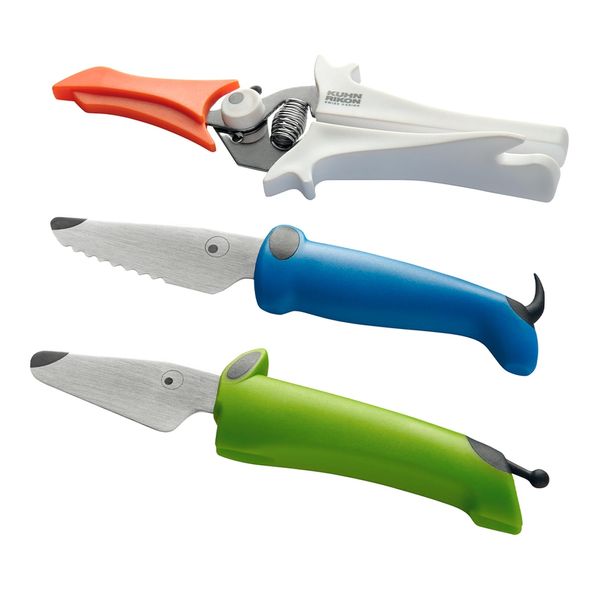 Kuhn Rikon 3 Pc Kinderkitchen Set for Children. Child Safe Knives Utensil Set. Childrens Knives. Safety Knives for Children. Kids Knives for Cooking – 3 Year Kuhn Rikon Kitchen Accessories Guarantee