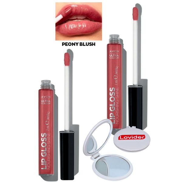 Ultra Color Lip Gloss Besleyici Dudak Parlatıcısı - Peony Blush 2'li + Lovider Cep Aynası