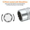 sourcing map 2pcs 1/2" Drive by 17mm 12-Point Shallow Socket 38mm Length Metric Spline Socket