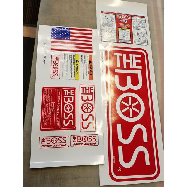 Boss POWER V BLADE Snow Plow Decal Replacement 9pc Kit Blade Warning (BKpwrV)
