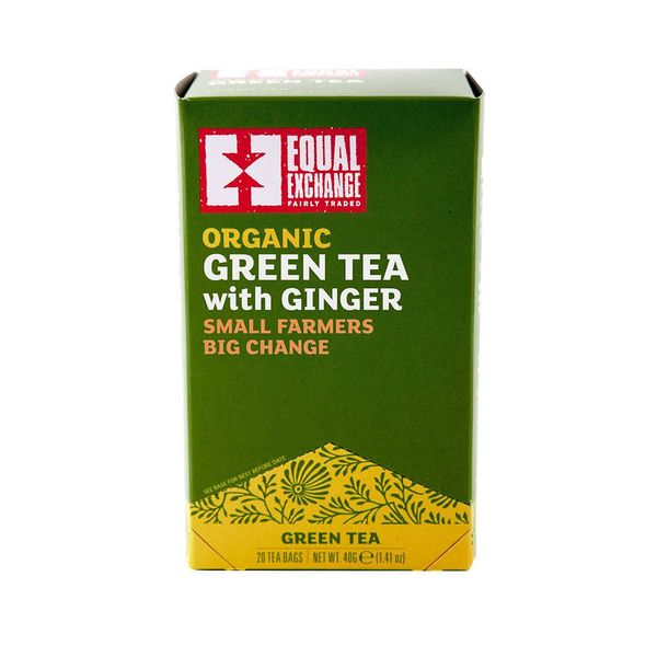 Equal Exchange Organic Green Tea with Ginger, 20 Count