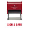 Sign & Date Self Inking Rubber Stamp (Red Ink) - X-Large