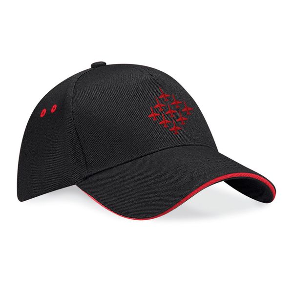 Red Arrows™ Embroidered Diamond 9 Contrast Baseball Cap (Black/Red, Adults)