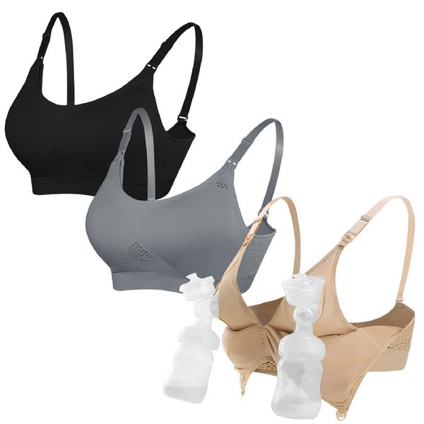 4HOW Hands Free Pumping Bra Pumping Sports Bra for Breastfeeding