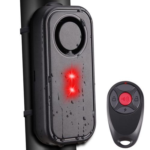 Rupse 113db Bike Alarm System, IP66 Waterproof and Anti-Theft car Vibration Alarm Sensor with LED Light and Remote Control, Suitable for Bicycles, Motorcycles, Cars, Doors and Windows, etc