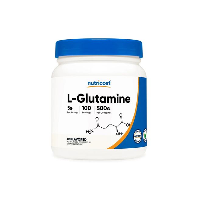 Nutricost L-Glutamine Powder 500G - 100 Servings, Non-GMO & GF - EXP 03/2026