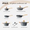12Pcs Pots and Pans Set Non Stick Coated Induction Cookware Set Kitchen Pan Sets