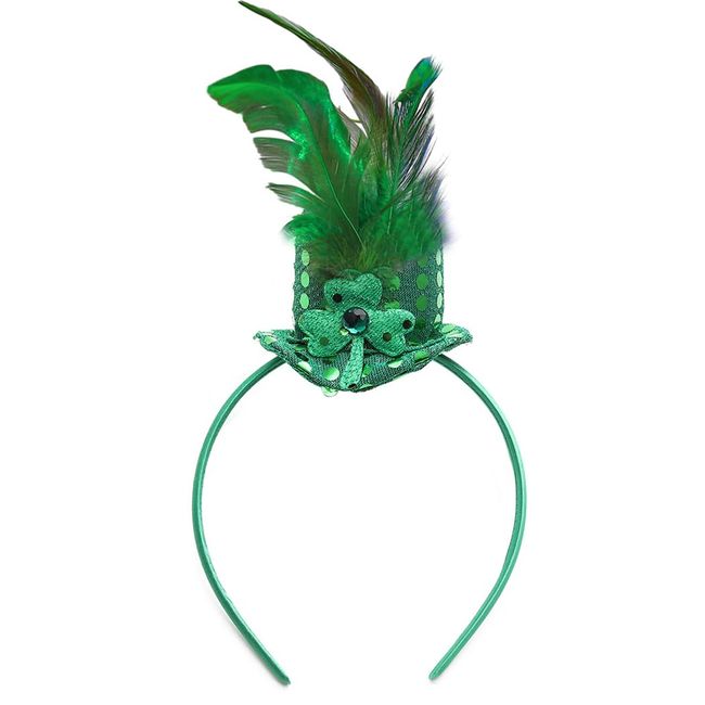 CLOACE St.Patrick's Day Headband Green Shamrock Top Hat Headbands Clover Festival Hair Accessories for Women (C)