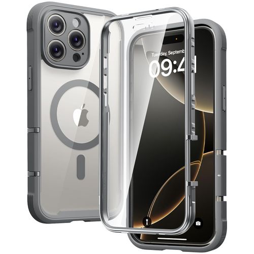 Diaclara Designed for iPhone 16 Pro Case, Full Body Rugged with Touch Sensitive Anti-Scratch Screen Protector, Compatible with MagSafe, Soft TPU Bumper Case for iPhone 16 Pro 6.3'', Gray
