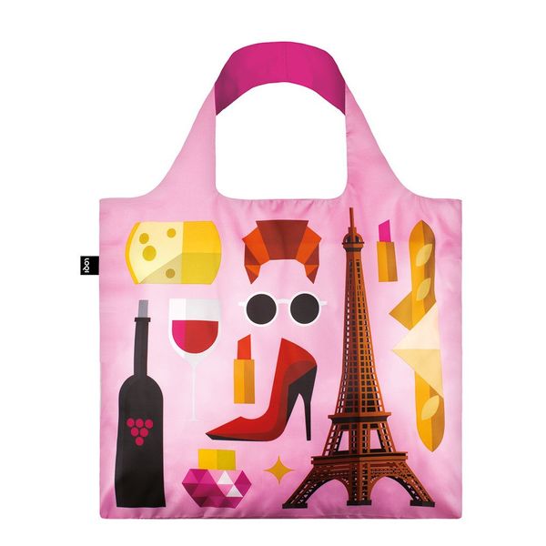 LOQI HEY Studio Paris Reusable Shopping Bag, Pink