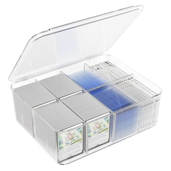 sysdmno Transparent Trading Card Storage Box-Holds 2000+ Loose Cards-Plastic Card Deck Box for Baseball Cards/for Toploaders/for Graded Card/for MTG/for Magnetic Card Etc.