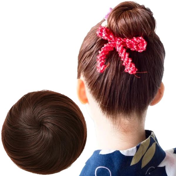 Luce brillare Bun Wig, Synthetic Hair, Kimono, Elastic Type, Point Wig, Straight, Everyday, Kimono, Yukata Set, Women's, Ballroom Dance, Heat Resistant, U-Pin Included, Instruction Manual Included